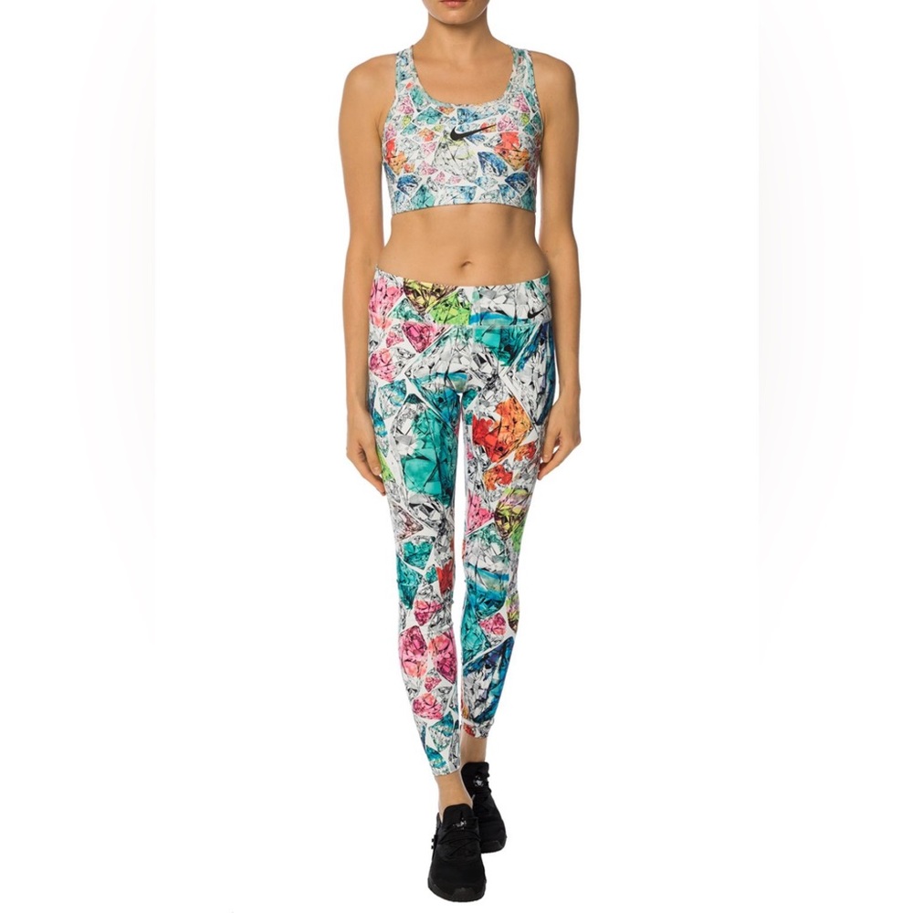Nike Dri-Fit Colored Diamond Glass Print Leggings 7/8 full length sz SMALL